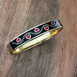 🆕New Stainless Steel one Sides Heart Pattern Enamel Painted Bangle, Bracelet